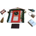 Lovoski Dollhouse Bahçe Kapı Noel Ağacı Posta Kutusu Minyatür Ev Noel Dekor Oyuncaklar Kırmızı (Yurt Dışından)
