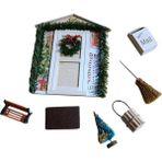 Lovoski Dollhouse Noel Kapı Noel Ağacı Peri Bahçe Şenlikli Ev Dekor 1/12 Hafif Ahşap - Renkli