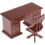 Lovoski Minyatür Ahşap Masa ve Sandalye Ofis Mobilya 1:12 Dollhouse Oyuncak Için Ayarla (Yurt Dışından)
