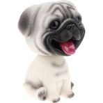 Lovoski Reçine Sevimli Bobble Kafa Köpek Heykelcik Oyuncak Ev / Araba Dekorasyon - Pug Beyaz (Yurt Dışından)