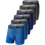 Lowbangge Premium boxer şort, erkek, iç çamaşırı (6'lı paket) 3D kalıp ve %95 pamuk, birinci sınıf konfor için anatomik kesim tekniği, 6x: Deniz mavisi X2+koyu gri X2+deniz mavisi X2, L