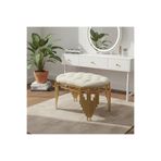 lowena home Ultra Lak Gold Kaplama Metal Ayaklı Krem Baby Face Kumaşlı Puf