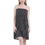 Loxdonz Kadınlar için Yazlık Elbiseler Straplez Boho Çiçek Baskı Sundress Tüp Üst Elbise Plaj Örtüsü Ups, Siyah Küçük Çiçek, L