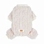 Loyanyy Soğuk Hava için Peluş Köpek Pijamaları 4 Bacaklı Giysiler Köpek Kedi için Esnek Yavru Kedi Yavrusu Onesie Düğmeli Sıcak Yumuşak Evcil Hayvan Tulum Kışlık Mont Beyaz X-Large