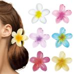 LOYEBOHU 6 adet çiçekli saç tokası, çiçek, Hawaii saç tokası, çiçek, kaymaz akrilik çiçek saç klipsi, büyük renkli yumurta çiçek saç tokası, kadınlar için çiçek saç süsü, kalın/ince saç