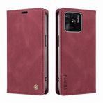 LOYWIN Xiaomi Redmi 10C için Telefon Kılıfı Deri Kılıf, Redmi 10C Cüzdan Kılıf Kapak Kart Yuvaları Kapak Destek Çubuğu Yumuşak Silikon TPU Kapaklı Kılıf Xiaomi Redmi 10C, Şarap Kırmızısı için