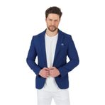 Lozan Erkek Koyu Lacivert Keten Karışımlı Slim Fit İlkbahar-Yazlık Spor Blazer Ceket Koyu Lacivert 54