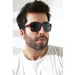 Lozzo Erkek Siyah Kare Aksesuarlı Polarize Güneş Gözlüğü 23059 C2 P