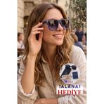 Lozzo Kadın UV400 Kare Lacivert Çerçeve Güneş Gözlüğü 23041 c33 Degrade Cam