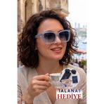 Lozzo Kadın UV400 Oversize Cat Eyes Gri Çerçeve Güneş Gözlüğü 23026 c15 Degrade Cam