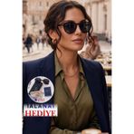 Lozzo Kadın UV400 Siyah Oval Güneş Gözlüğü Gold Detay WP25-14 C2