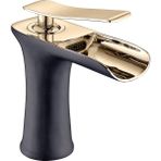 LPD Siyah / Gold Şelale Akışlı Lavabo Bataryası - Özel Seri