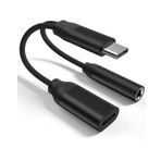 LQIESDD USB C jak kulaklık adaptörü ve şarj, 2'si 1 arada USB C - 3,5 mm Aux ses adaptörü, hızlı şarj, örgülü kablo dönüştürücü, iPhone 15/15 Pro/Samsung S24/S23/S22/S20+/Note 20/Huawei Mate40/P40 için