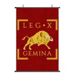 Lrajan&Daucus İmparatorluk Roma Ordusu Vexillum Kaydırma Posteri - 75 x 50 cm Ücretsiz Kancalı Roma İmparatorluğu Lejyon Afişi, Dijital Baskı Bezi Ev Dekoru (LEGIO X GEMINA)