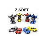 Lrs Store 2 Adet Çarpınca Robot Olan Araba Transformers Car İttir Bırak Tek Tuşla Robota Dönüşen Araba, Çok Renkli