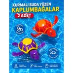 LRS Store 2 Adet Kurmalı Suda Yüzen Oyuncak Kaplumbağa Çocuk Bebek Banyo Oyuncağı Küvet Havuz Denizde Yüzen Oyuncak
