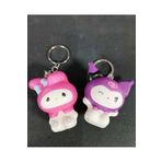 Lrs Store 2 Adet Shukushi Sanrio Kwaii Ailesi Kuromi Melodi Anahtarlık Seti 2li Figür Oyuncak Sukuşi Set, Mor-Pembe