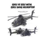 LRS STORE 23 cm Sesli Işıklı Metal Helikopter Oyuncak – Çek Bırak Ses ve Işık Dayanıklı Model Helikopter