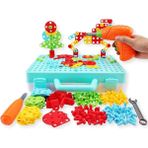 Lrs Store Matkaplı Vidalama ve 3D Yaratıcı Mozaik Puzzle Hayvanlı 340 Parça Montesorri Yapı Oyunu