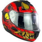 LS2 FF808 Drako Black Red Kapalı Kask M Polikarbonat Su Geçirmez Özellikli Tam Yüz Kask