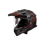 LS2 Pıoneer 2 Crazy Mat Siyah-Gri-Kırmızı Kask