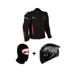 LS2 PROHEL COLOMBIA MONT SİYAH-KIRMIZI+RAPID RACE PARLAK SİYAH KASK+Prohel Balaklava