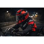 Ls2 Rapıd 2 Cromo Mat Siyah-Kırmızı Fullface Kask+Ls2 Zoom Mont Kırmızı-Siyah