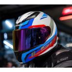 Ls2 Rapıd 2 Hyper Beyaz Mavi Kırmızı Fullface Motosiklet Kaskı Gökkuşağı Camlı+Şefaf Cam - 2XL
