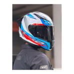 LS2 RAPID 2 HYPER BEYAZ-MAVİ-KIRMIZI KASK (SİYAH VİZÖR + SPOILER)