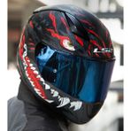 Ls2 Rapıd 2 Kaıju Mat Siyah-Kırmızı Fullface Motosiklet Kaskı Mavi Camlı - 3XL