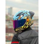 Ls2 Rapid 2 Neo Race Full Face Motosiklet Kaskı Yarış Spoiler + Şeffaf + Gökkuşağı Vizörlü - Mavi - Mor