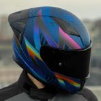 Ls2 Rapid 2 Optik Race Full Face Motosiklet Kaskı Yarış Spoiler + Şeffaf + Siyah Vizörlü - Mavi - Mor - 2XL