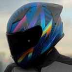 Ls2 Rapid 2 Optik Race Full Face Motosiklet Kaskı Yarış Spoiler + Siyah Vizörlü - Mavi - Mor - 3XL