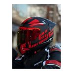 LS2 RAPID 2 RACE CROMO MAT SİYAH-KIRMIZI KASK (Kırmızı Vizör + Spoıler)
