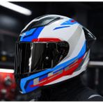 Ls2 Rapıd 2 Race Hyper Beyaz Mavi Kırmızı Kapalı Motosiklet Kaskı Gri Camlı +Şefaf Cam - XL