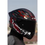 LS2 Rapıd 2 Race Kaiju Mat Siyah-Kırmızı-Beyaz Kask (Siyah Vizörlü)
