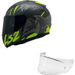 LS2 Rapid 2 Raven Mat Siyah Gri Neon Sarı Cam Kask