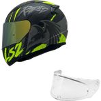 Ls2 Rapıd 2 Raven Mat Siyah-Gri-Neon Sarı Kask Sarı Cam