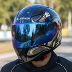 Ls2 Rapıd 2 Spox Mavi-Gri Kask (Gökkuşağı Vizör + Şeffaf Vizör) - XL - Tek Renk