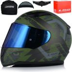 Ls2 Rapıd Iı Thunder Bırds Mat Yeşil Motosiklet Kaskı Mavi Camlı