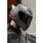 LS2 Rapid Takaroa Mat Siyah-Kırmızı Kask Siyah Vizörlü Race Siperlikli