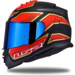 Ls2 Storm 2 Foggy Full Face Motosiklet Kaskı Gökkuşağı Vizörlü - XL - Mat Siyah - Kırmızı