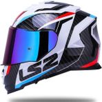 Ls2 Storm 2 Racer Full Face Motosiklet Kaskı Şeffaf + Gökkuşağı Vizörlü - XS - Mavi - Kırmızı