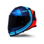 Ls2 Storm 2 Slant Mat Mavi Turuncu Fullface Motosiklet Kaskı Siyah Camlı