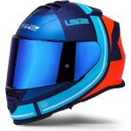 Ls2 Storm 2 Slant Mat Mavi Turuncu Kapalı Motosiklet Kaskı Mavi Camlı