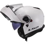 Ls2 Strobe 2 Beyaz Çene Açılır Motosiklet Kaskı Tam Yüz Hipoalerjenik Malzeme ile L Beden