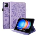 LSPCASA Xiaomi Pad 6S Pro (12,4 inç) için kılıf, birinci sınıf poliüretan deri kapaklı kılıf, kart bölmeli, kalem tutucu ve stant fonksiyonu, Xiaomi Pad 6S Pro 12,4 lila için katlanır koruyucu kılıf