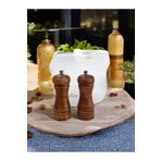 lstri Ahşap Baharat Tuz Öğütücü Değirmen Tuzluk Baharatlık 14 Cm 2'li Set Kahverengi Meşe Ağacı