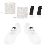 LT Easiyl Hiçbir Kravat Elastik Ayakkabı Bağcığı Manyetik Toka ve Ayakkabı Bağcığı Bağsız Tembel Danteller fit Sneakers Tuval Çizmeler Bisiklet Yürüyüş için, 1 çift Mat Siyah Toka + 1 çift Beyaz Ayakkabı Bağı,