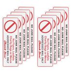 LT Easiyl "No Junk Mail Please" yazılı kapı uyarı levhası, kendinden yapışkanlı arka taraf, PVC çıkartma, broşür yok, hayır işi poşetleri veya menü kartı olmadan broşür, 150 x 50 mm, 10 adet